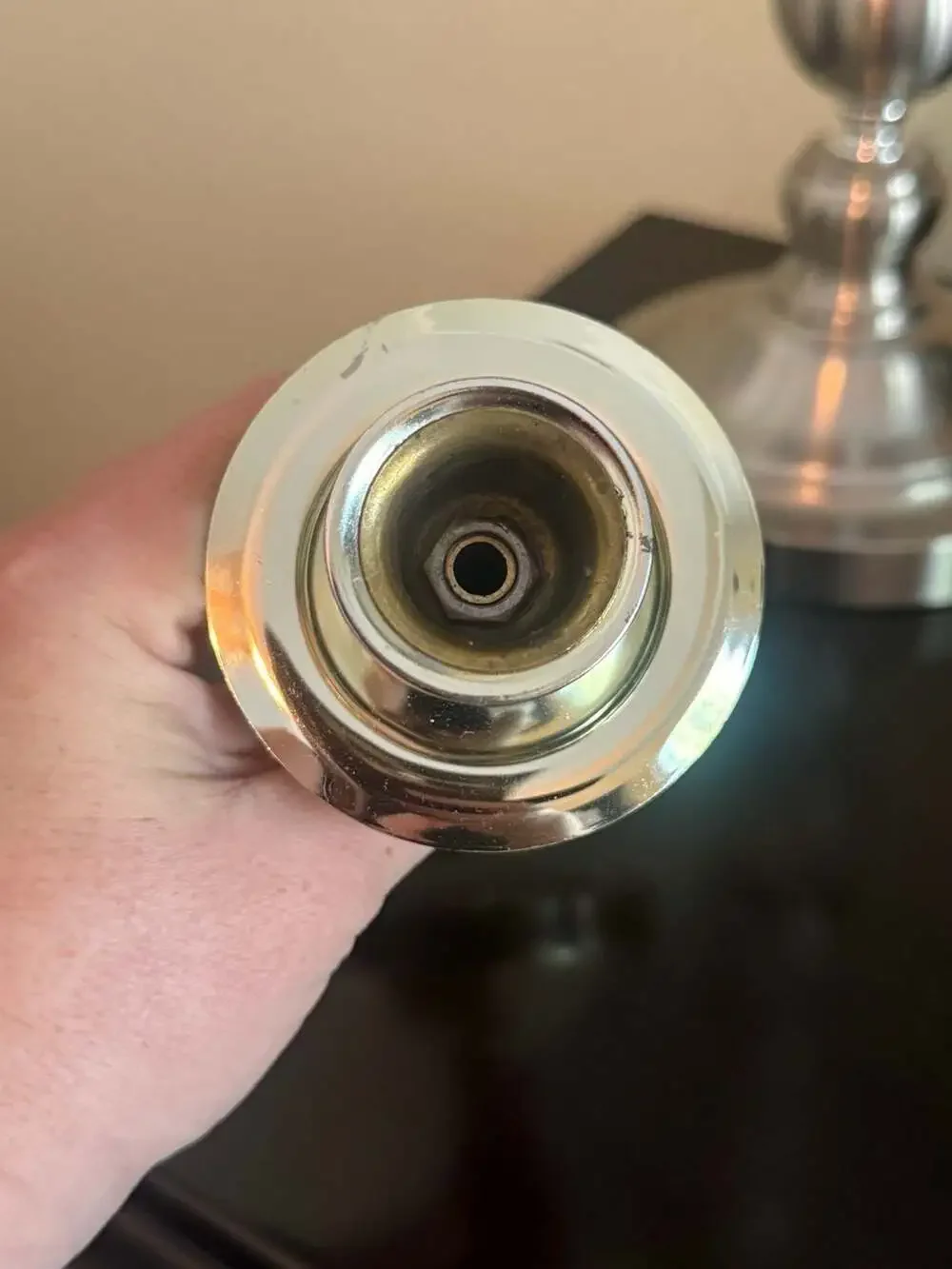 Vintage Brass and Wood Taper Candle Holder